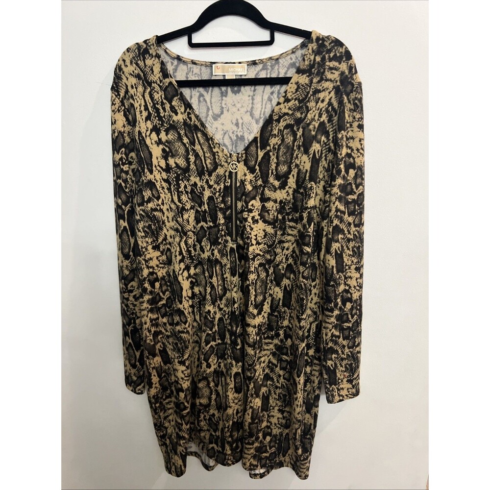 Michael Kors leopard longsleeve dress Y2K city cozy classic XL